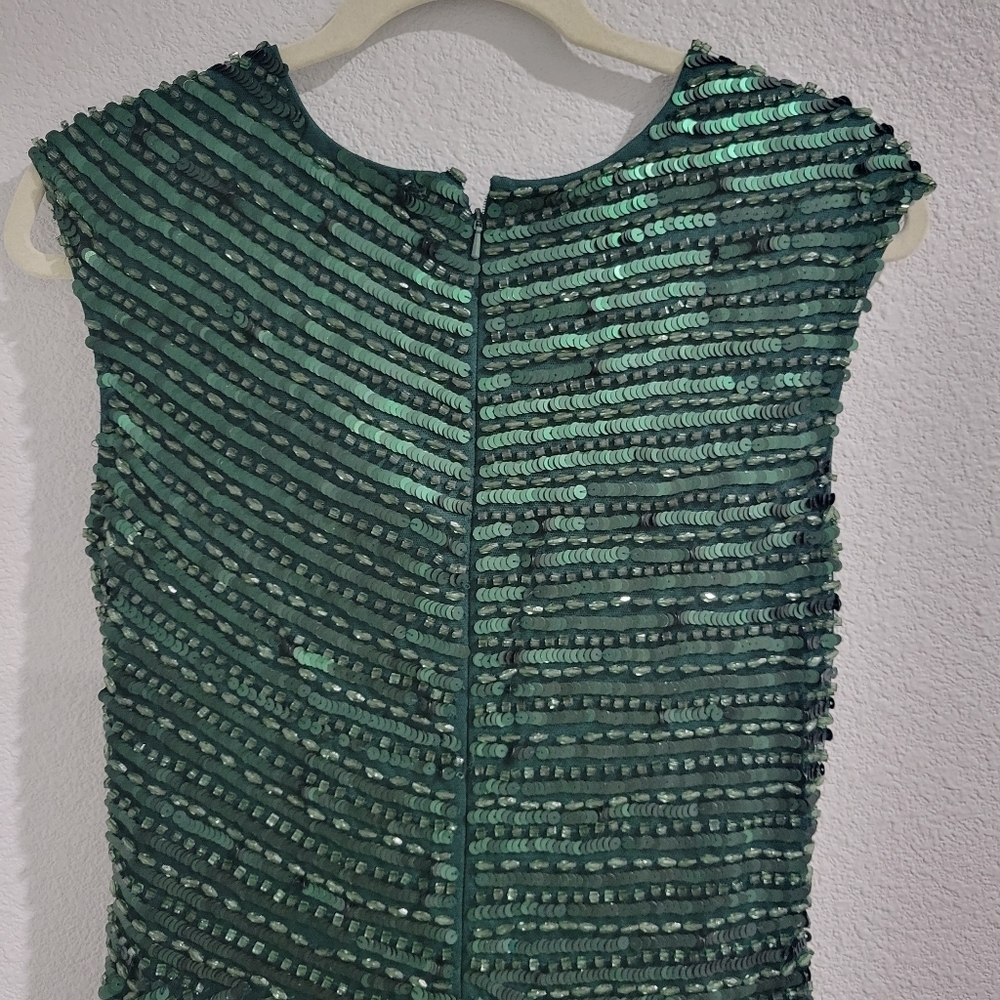 Mac Duggal - Cap Sleeve Sequined Evening Gown - Forest Green Size 8 #5441 NWT - Picture 7 of 17